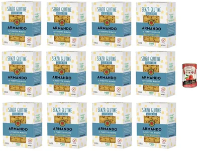 Produktbild von 12x Armando, Il Tubetto Rigato, glutenfreie Mehrkornnudeln mit Mais, braunem Reis und Quinoa 400gr+ Italian Gourmet pelati 400gr