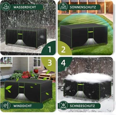 Zdjęcie produktu dla Pokrowiec na altankę ogrodową 270 x 180 x 94 cm, wodoodporny, tkanina Oxford 420D, pokrowiec na meble ogrodowe, pokrowiec na meble ogrodowe z otworami wentylacyjnymi na stoły i krzesła