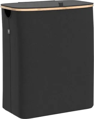 Produktbild von Wäschekorb 150l, 3-fach, schwarz, Bambus