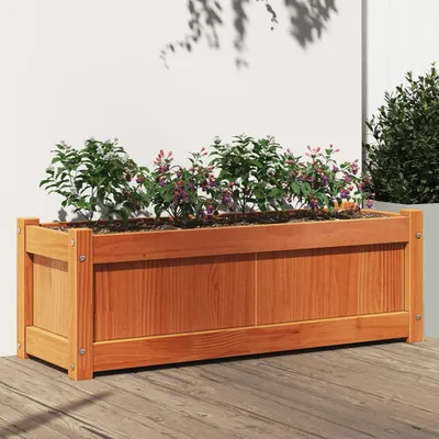 Produktbild von Design Pflanzkübel Wachsbraun 90x31x31 cm Massivholz Kiefer, Gabionen 2024 Neu