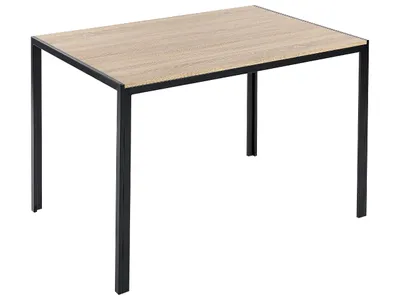 Obrázok produktu pre Jedálenský stôl svetlé drevo stolová doska z MDF 120 x 80 cm čierne kovové nohy klasický obdĺžnikový stôl do kuchyne