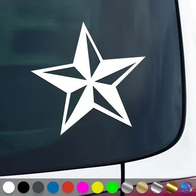 Produktbild von PantherPixel Stern Aufkleber Nautischer Kompass Seefahrt Sticker Auto Geschenkidee Farbe Weiss