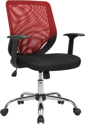 Produktbild von Bürostuhl Daaro, Mesh Chefsessel mit Armlehnen, Ergonomischer Bürositz, 60x54h90/98 cm, Schwarz und Rot