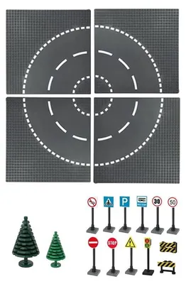 Produktbild von Straßenbauplatten Set Kreisverkehr Paris - 18 Teile - Straßen & Schilder Bausatz ab 4 Jahren