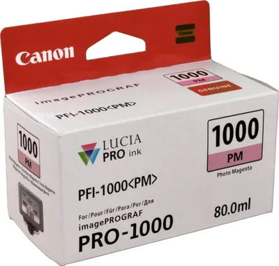 Produktbild von Canon PFI-1000PM Tinte Foto-Magenta, Foto magenta, Tinte auf Farbstoffbasis, 80 ml, 3755 Seiten