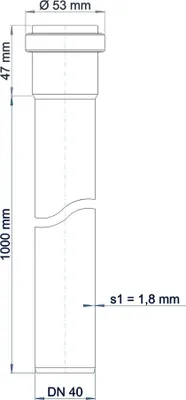 Immagine prodotto di Poloplast POLO-KAL NG, tubo con manicotto a innesto, DN 40, asta da 1 m, 1 pz.