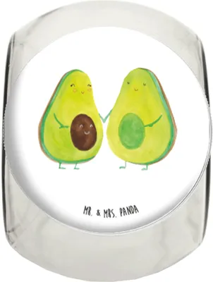 Produktbild von Mr. & Mrs. Panda Süßigkeitenglas Avocado Pärchen XL 2000ml - Weiß - Geschenk, Kaffeedose, Teedose, glasbehälter, Aufbewahrungsdose, Bonbonglas, Kinder, schraubglas