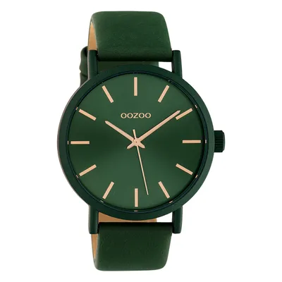 Produktbild von Oozoo Armbanduhr grün Leder Timepieces Damen Analog-Quarzuhr UOC10453