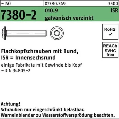 Produktbild von Flachkopfschraube ISO 7380-2 Bund/ISR M4x10-T20 10.9 galv.verz. 500St.