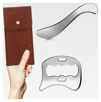 Produktbild von Gua Sha Edelstahl - Gua Sha Schaber - Faszienwerkzeug für Massage - Lymphdrainagegerät - Ganzkörpermassage gegen Cellulite