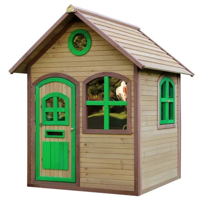 Produktbild von AXI Spielhaus Julia aus  Holz | Outdoor Kinderspielhaus für den Garten in Braun & Grün | Gartenhaus für Kinder mit Fenstern