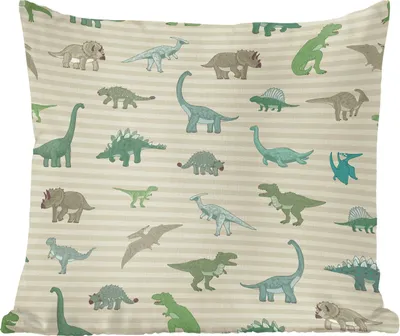 Produktbild von MuchoWow® Zierkissen Sofakissen Wohnzimmer Dekokissen 60x60 cm Dinosaurier - Braun - Grün - Jungen - Mädchen - Kinder - Sitzfläche - Foto Polster