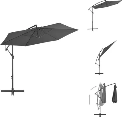 Produktbild von vidaXL Ampelschirm mit Alu-Mast 300 cm Anthrazit -  Sonnenschirme & Sonnenschutze