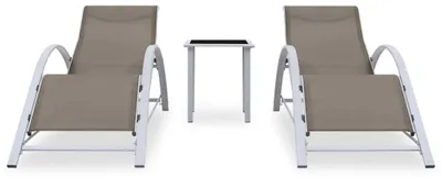 Produktbild von vidaXL Sonnenliegen 2 Stk. mit Tisch Aluminium Taupe