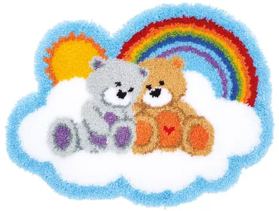 Produktbild von Vervaco Knüpfformteppichpackung Bärchen auf Regenbogen