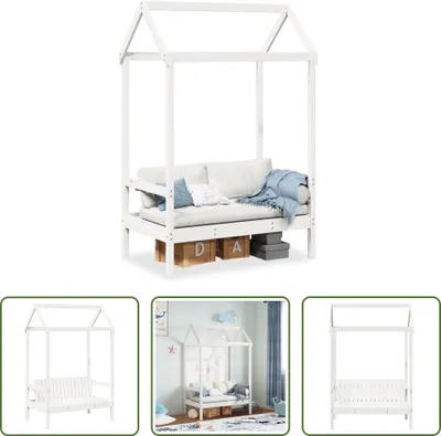 Produktbild von The Living Store Bank mit Dach Weiß 117,5x70x176,5 cm Massivholz Kiefer