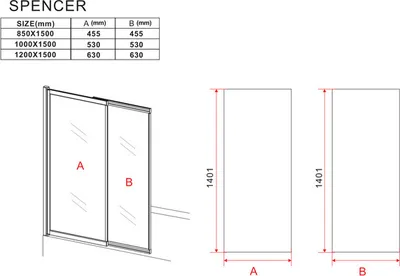Produktbild von Spencer Badewannenabdeckung 2-Flügelig 85X150 Ausziehbar Chrom