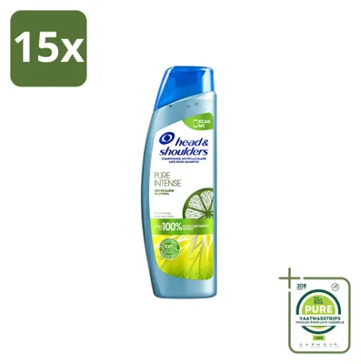 Imagen del producto de 15 unidades de champú anticaspa Head & Shoulders Pure Intense Oil Control, 250 ml - Paquete grande