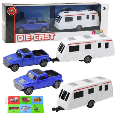 Produktbild von Lean Metall-Autobausatz Mit Camper-Anhänger Blau