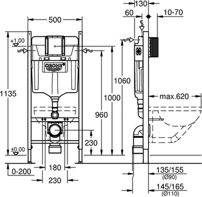 Immagine prodotto di GROHE 38840000 Elemento WC Rapid SL Project 38840 Altezza di installazione 1,13 m