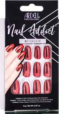 Produktbild von Ardell | 28 Tips - Künstliche Nägel - |Rot| - Größe L - Tips - Nagelkleber - Metallic Red - Komplettset