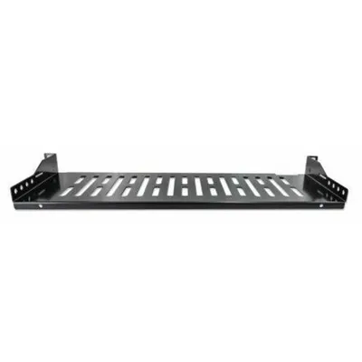 Produktbild von Intellinet 19" Fachboden zur Frontmontage, 1 HE, Montage an den beiden vorderen Profilschienen, 150 mm Tiefe, schwarz, Regalboden, Stahl, Schwarz, 1 kg