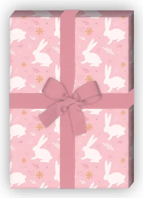Produktbild von Häschen Geschenkpapier mit Herz für Geburtstage, Geburt, Ostern, hellblau - G11872, 32 x 48cm