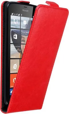 Produktbild von Cadorabo Hülle für Nokia Lumia 640 Schutz Hülle in Rot Flip Etui Handyhülle Case Cover