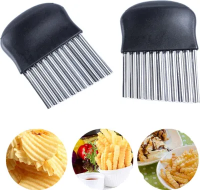 Produktbild von 2 PCS Pommes Wellenmesser, Edelstahl Kartoffelschneider, Pommesschneider Pommes Frites Schneider Kartoffel Wellenschneider, Obst Gemüse Salat Schneider Werkzeug