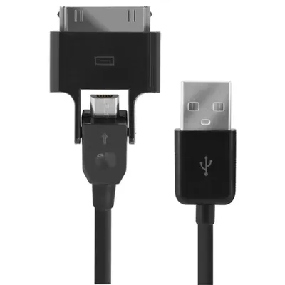 Obrázek produktu pro Blueway, kabel USB / Micro-USB s 30kolíkovým adaptérem pro iPhone / iPad, černý