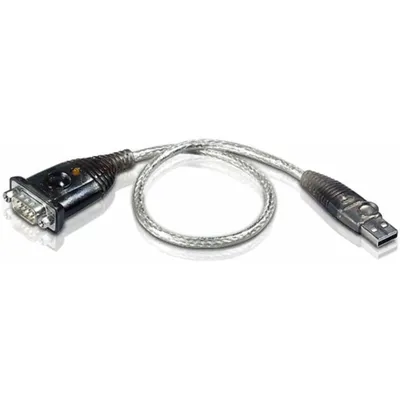 Zdjęcie produktu dla ATEN UC232A-AT, Stal nierdzewna, Przezroczysty, Czarny, 0,35 m, USB Typu-A, DB-9, Męska, Męska