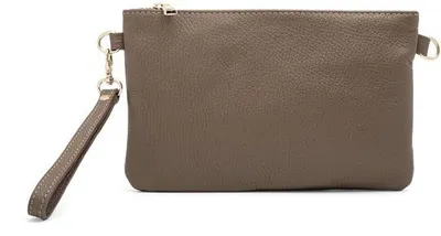 Produktbild von Damenclutch aus echtem Leder, braun, mit abnehmbarem Riemen