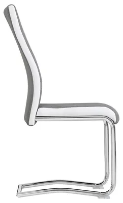 Produktbild von 4er Set Esszimmerstuhl Küchenstuhl Schwingstuhl ALBA, Stoffbezug in grau und weiß, Metallgestell in Chrom