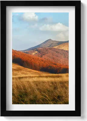 Produktbild von Berglandschaft im Herbst– Wandbild mit Rahmen – Gerahmtes Bild  – Wanddekoration – 20x30 cm – Schwarz