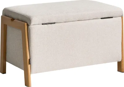 Produktbild von BELIANI Sitzbank Hellbeige Stoff Gepolstert 40x70 cm mit Stauraum Modernes Design Deko Polsterbank Bettbank Flurbank Sitzhocker Wohnzimmer Schlafzimmer