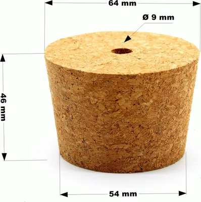 Produktbild von Konisch Korkstopfen mit Loch 64/54mm, Flaschenkorken, Korken, Konischer Kork Stopfen, Presskork