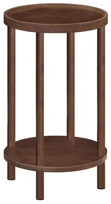 Obrázok produktu pre Príkonzový stolík, okrúhly, bambus, tmavohnedý, 2 odkladacie plochy, 30x50 cm