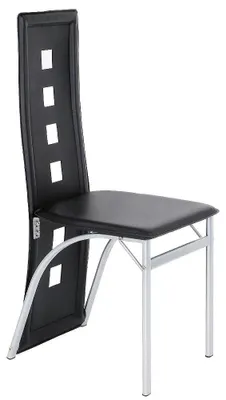 Immagine prodotto di Sedie da pranzo - Set da 2 - Schienale alto - Seduta imbottita - Struttura in metallo - Senza braccioli - Stile moderno - Nero