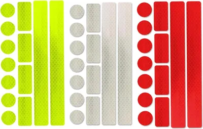 Produktbild von Reflektierende Aufkleber, Reflektoren, reflektierende Bänder: 39 reflektierende Elemente zum Aufkleben, ideal für Fahrräder, Kinderwagen, Schultaschen und Rucksäcke