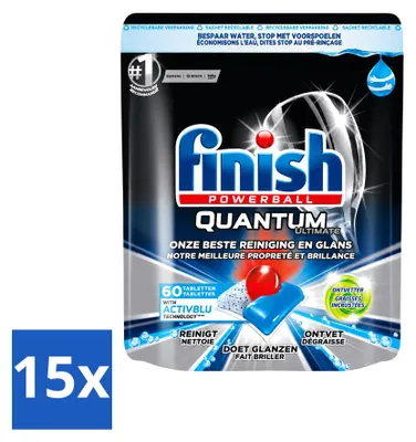 Produktbild von 15 x Finish Powerball Quantum Ultimate Geschirrspültabs - Ontvetter - Vorteilspackung - 15 Stücke