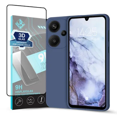 Produktbild von Hülle für Xiaomi Redmi Note 13 Pro+ 5G mit 9H Displayglas Displayschutz Case Cover Bumper Smartphone Softgrip Schutzhülle Farbe: Lavendelblau