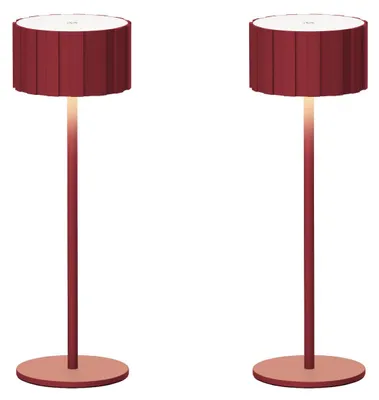 Produktbild von Luxus Europe - Tischlampe Tinos - 2er-Set Bordeaux - Kabellose Tischlampe für Innen- und Außenbereich – Wiederaufladbar