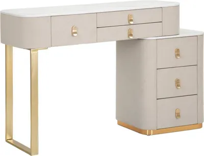 Produktbild von Frisiertisch Vientiane, Schminktisch, Schminkstation, Konsolentisch, 120x40 h75 cm, Creme und Gold