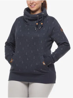 Produktbild von Ragwear Rylie Marina Plus Dunkelblau Gemustertes Steh-Sweatshirt für Damen - XXL