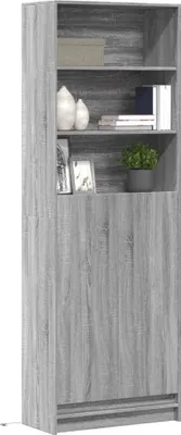 Image de vidaXL Highboard avec éclairage LED gris Sonoma 69x32,5x200 cm