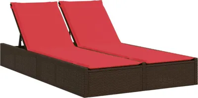 Produktbild von Doppelte Sonnenliege mit Kissen Braun Poly Rattan