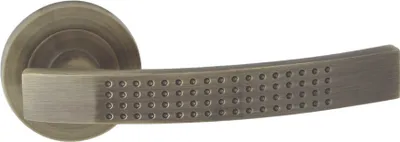 Produktbild von DOMINO Türgriff Drückergarnitur | Türklinke für Zimmertür, Bürotür, Kellertür & Innentür | Türbeschläge aus Aluminium | Bronze Türdrückergarnitur| ALMA-R ECO M3
