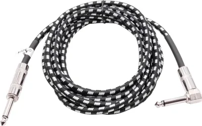 Produktbild von vhbw 3m Gitarren AUX Kabel Gitarrenkabel kompatibel mit alle 6,35mm Audio-Buchsen - Audiokabel mit 6,35mm Klinkenstecker, Gerade-Gewinkelt, Geflochten