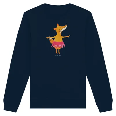 Produktbild von Mr. & Mrs. Panda Baumwoll Pullover Fuchs Ballerina Größe XXL - French Navy - Geschenk, Sweatshirt, Einladung, Party, Geburtstag, Bio, Pulli, Sweater
