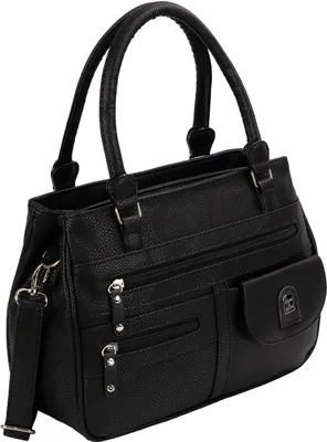 Produktbild von Damen Tasche Schultertasche Henkeltasche Handtasche Leder Optik   SCHWARZ (15109)